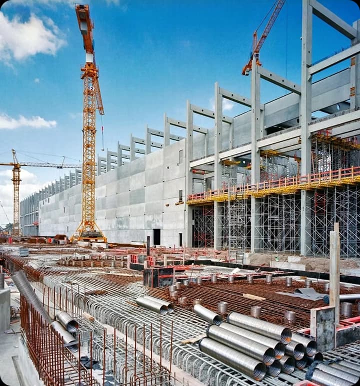 Professional in hard hat and suit with clipboard
